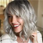 Women’S Short Curly Hair Gradient Silver Grey Wig