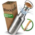 Stainless steel drinking bottle insulated I 1000ml I with natural bristle brush