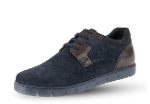Men's shoes with shoelaces in blue suede and brown nappa