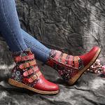 Bohemian Plus Size Embroidered Flat Ankle Boots