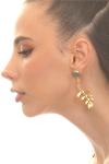 Women's Matte Gold Plated Turquoise Natural Stone Detailed Studded Model