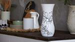 Black White Handpainted Glass Vase for Flowers | Painted Glass Oval Vase