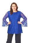 Large Size Sax Color Frilly Lace Tunic