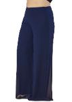 Large Size Navy Blue Color Chiffon Trousers