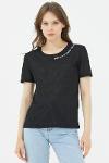 Collar embroidery detailed blouse - black
