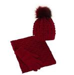 Women's knitted set: hat infinity scarf gloves red
