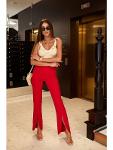 Elegant pants with a slit red 50130