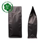 Flat bottom bag black matt high barrier with valve 250g