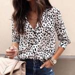 Women Fashion Leopard Printed Button Blouse