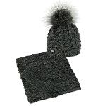 Knitted women's winter set, infinity scarf hat