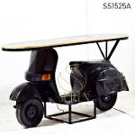 Black Finish Console Cum Counter Table in Automobile Pattern