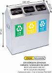3-Compartment Recycling Set With Stainless Inner Bucket, Roof Cover 2514