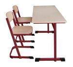 Double school desk, C-frame, table top flame retardant (B1)