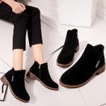 New Arrival Suede Round Toe Low Heel Ankle Boots Shoes