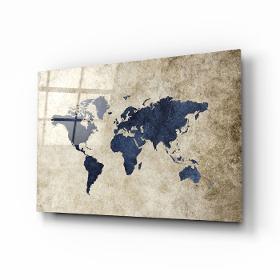 World Map Uv Printed Glass Wall Art