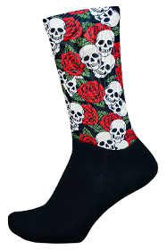 Roses Skull Patterned Bottom Cotton Printed Socks