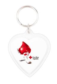 Acrylic 2 sides Heart key-ring components CR-COR