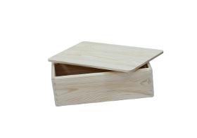 Closed box made of pine wood.