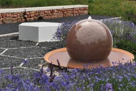 Corten steel ball fountain TONGA without overflowing