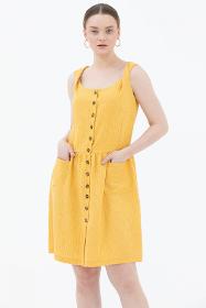 Comfortable fit gilet dress - yellow