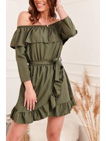 Spanish dress with 3/4 sleeves dark green 61962