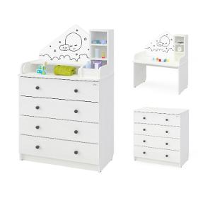 Baby changing table with chest of drawers