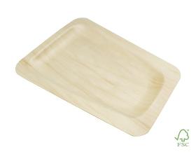 Branded disposable wooden plate 260x205x10 mm