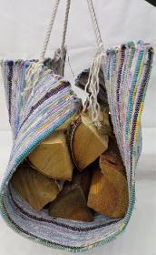  Recycled firewood canvas carrier.