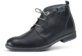 Formal men's black boots with decorative stitching