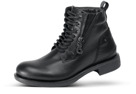 Black men's boots with shoelaces and decorative zipper