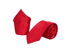 Men's Set - Red Tie & Pocket Square, Satin, Made in Italy