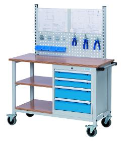 Mobile workbench T500 with shelves and drawers