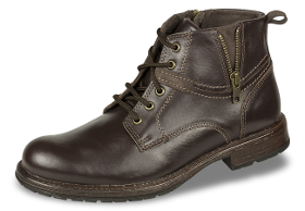 Brown men's winter boots with zipper and shoelaces