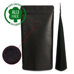 Stand-up pouch kraft paper black high barrier with valve 250g
