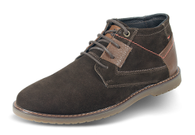 Men's brown boots from suede with leather elements