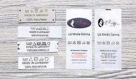 Care labels made of different materials