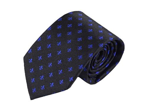 Blue Fleur de Lis Silk Tie - 150x8cm, Business/Wedding Use