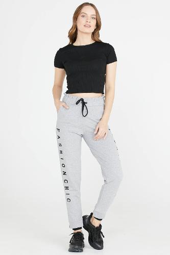 Embroidered leg detailed sweatpants - grey