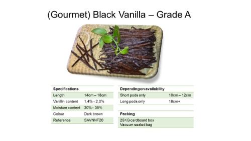 Black gourmet Non split vanilla pods