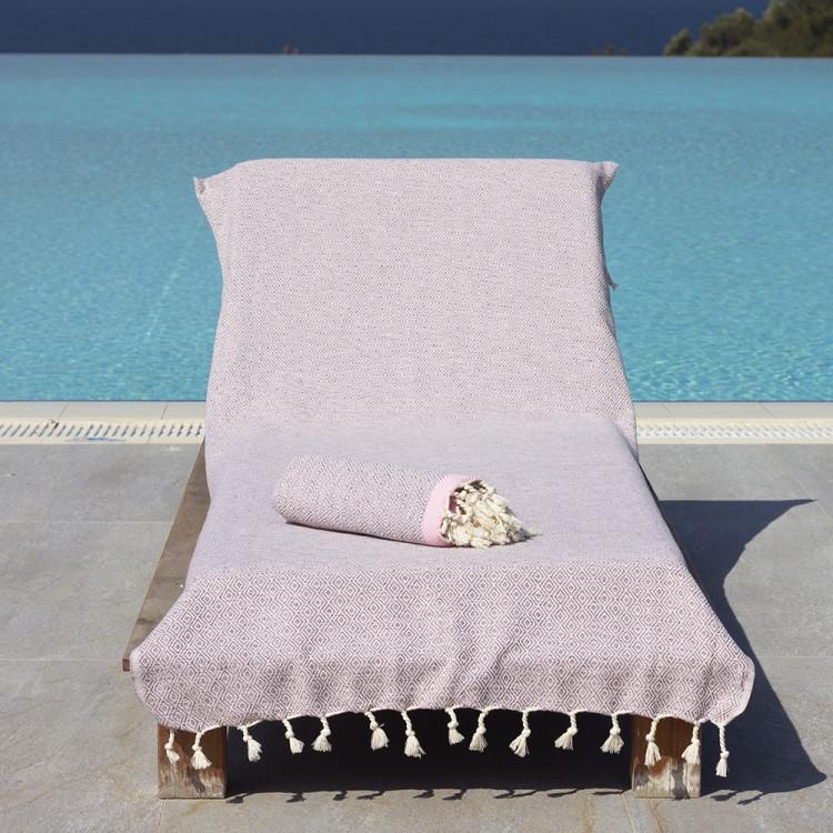 Beach Bed Cover "double Diamond" Size M Grey-pink