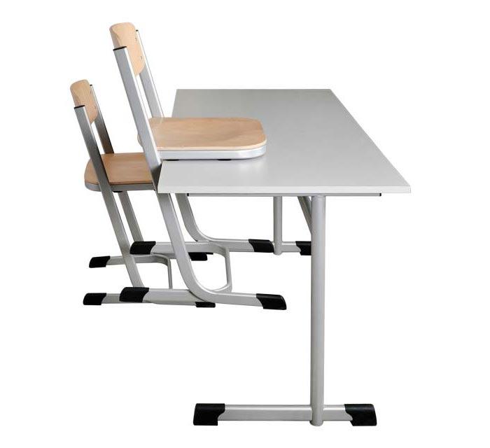 Double school desk, C-frame, HPL table top