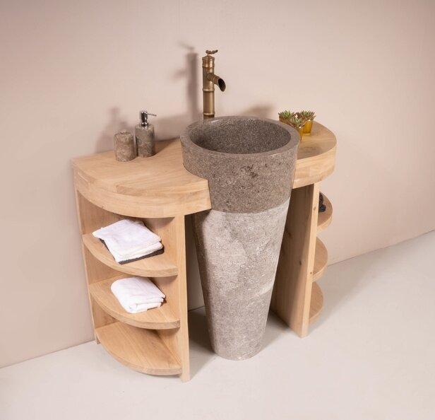 Bathroom cabinet with Grey marble pedestal sink