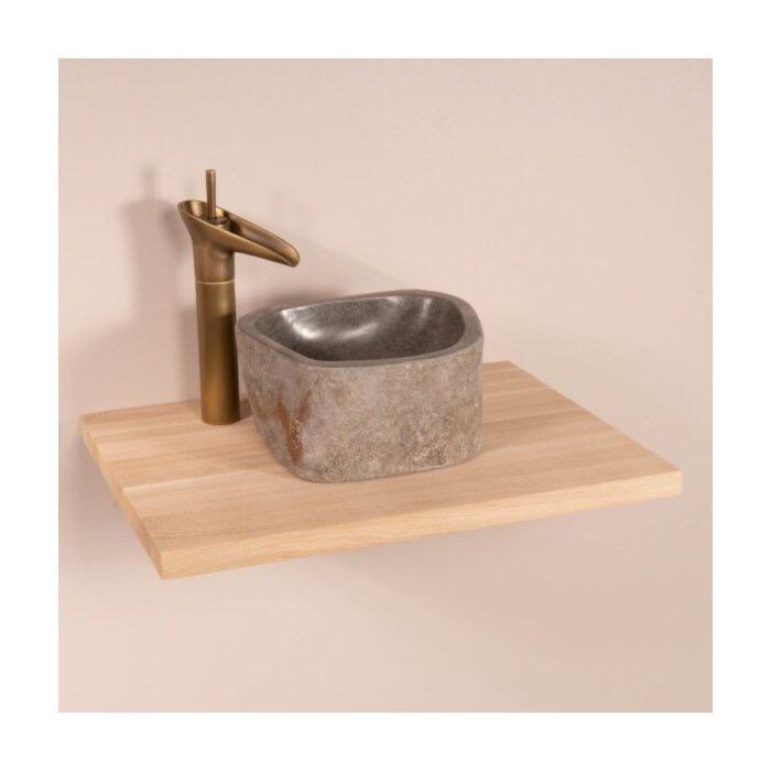 oak washbasin top with natural stone washbasin 