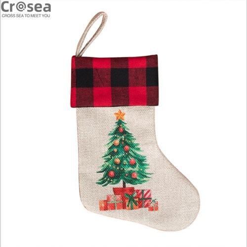 Hot-selling linen Xmas Socks Christmas decorating bags