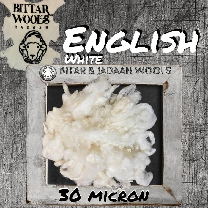 Pure White English Wool washed and cleaned 100% No.103 30-32