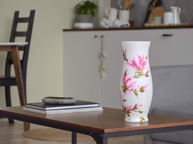 Handpainted Glass Vase for Flowers | Painted Art Glass Classic Vase | Interior