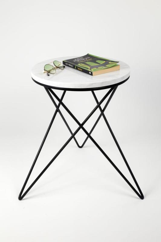 Volakas Marble Coffee Table-black Star With Legs