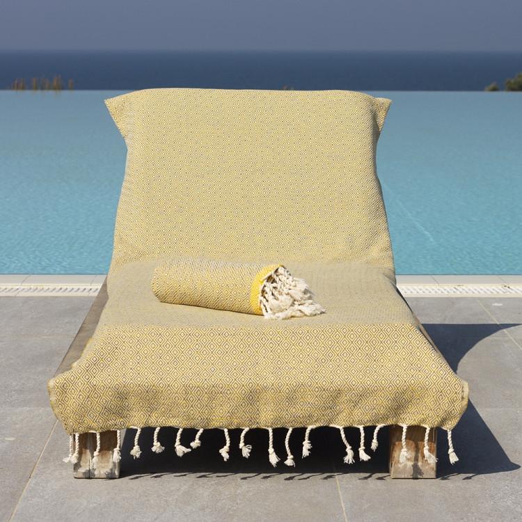 Beach Bed Cover "double Diamond" Size M Gray - Yellow