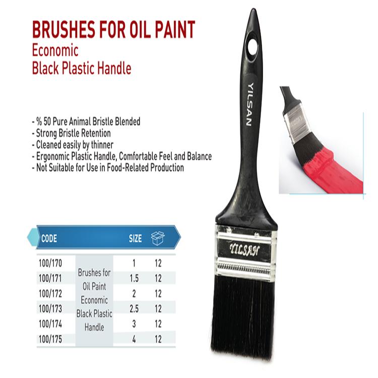 Brushes for oil paint economic black plastic handle