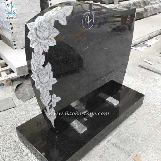India Black Monument Flower Carved Tombstone